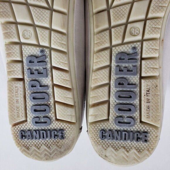 Candice Cooper High Top Sneaker Womens 7.5 EU 38 Beige Suede Side Zip Shoe Italy - Picture 10 of 11